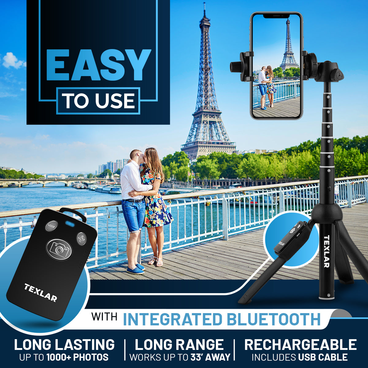 Texlar Selfie Stick Tripod TS48 Pro with Remote