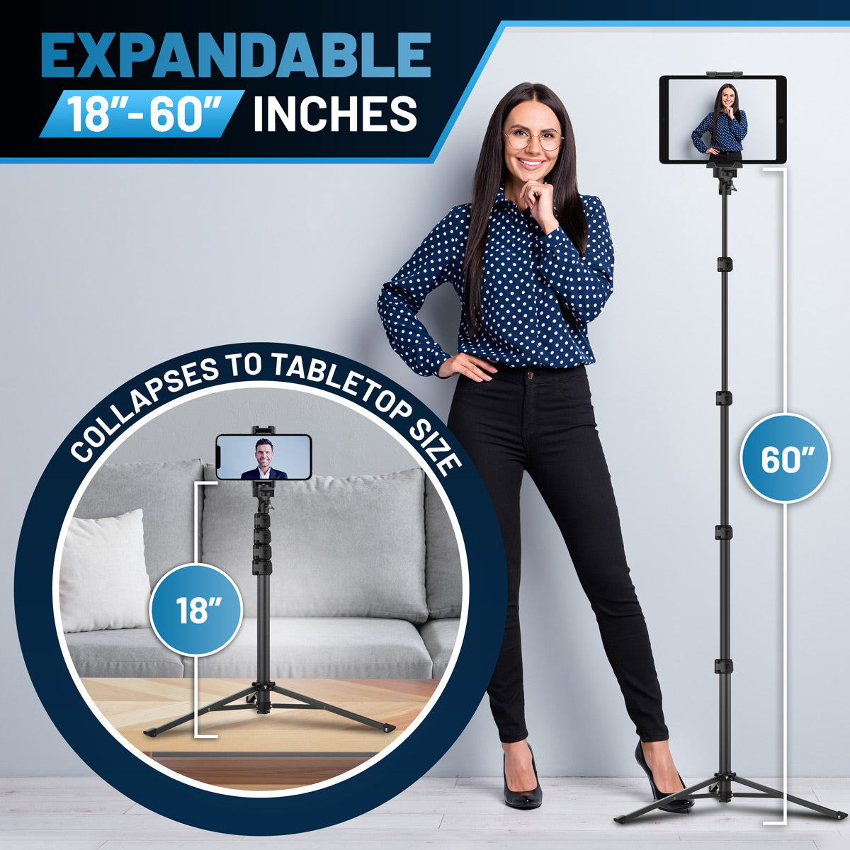 Texlar 60" Phone Tripod for iPhone and iPad