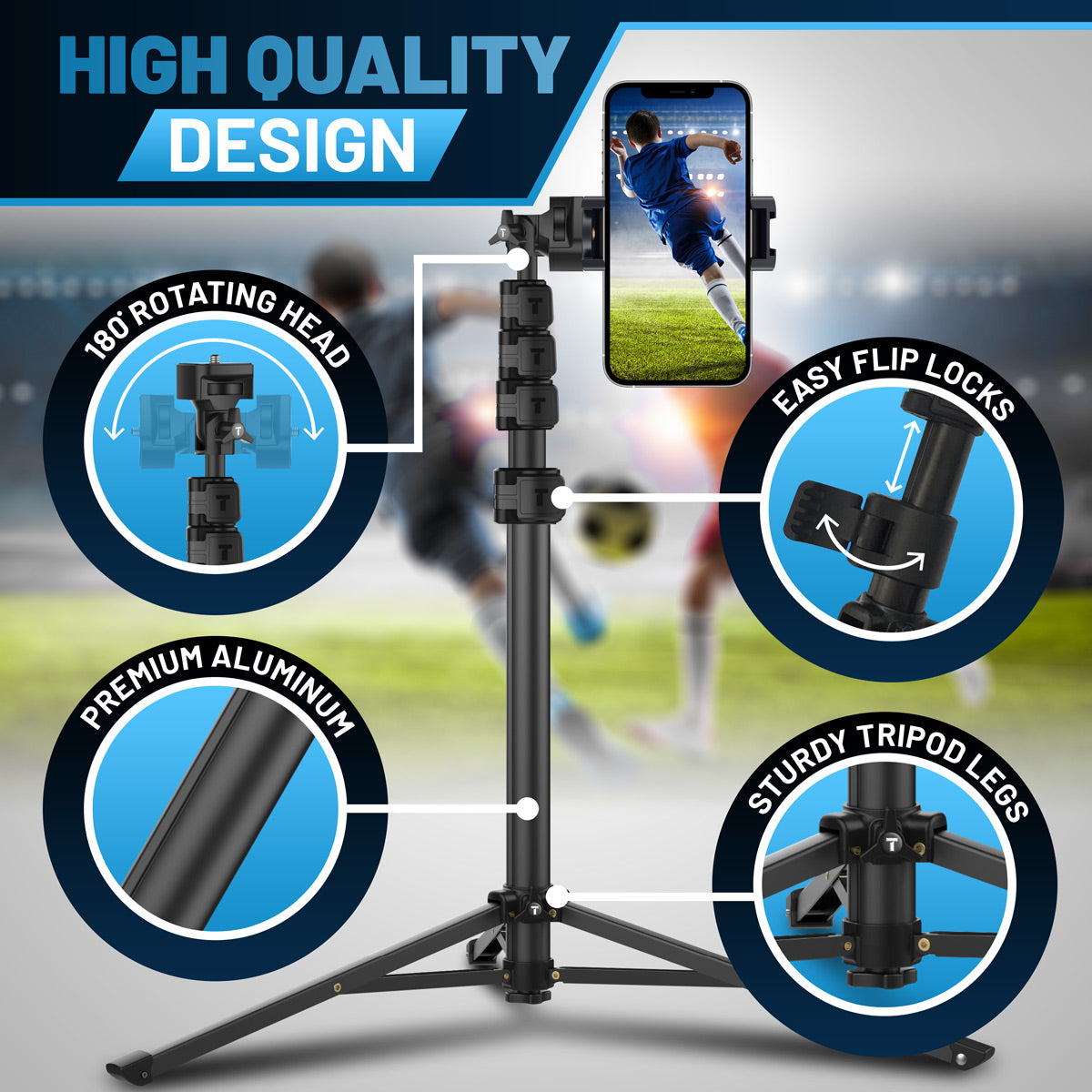 Texlar 60" Phone Tripod for iPhone and iPad